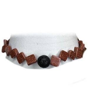 Gold Stone lava  8mm bracelet stretch handmade man made